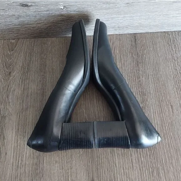 Vintage Aerosoles Black Leather Block Heel Pumps Size 10B - Picture 6 of 8